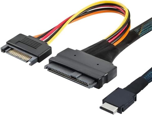 Gen 4 Oculink SFF-8611 4I to PCIe SFF-8639 U.2 NVMe with 15P Male Power Server Cable in Saudi Arabia
