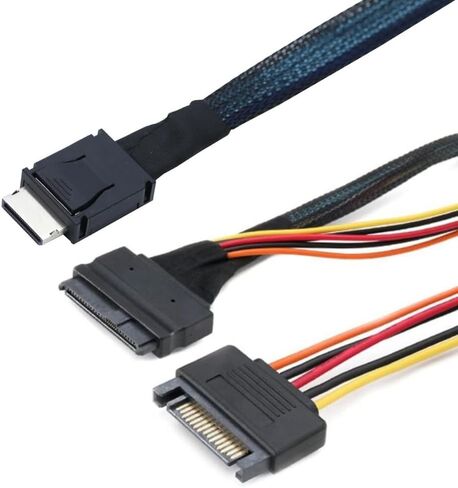 Gen 4 Oculink SFF-8611 4I to PCIe SFF-8639 U.2 NVMe with 15P Male Power Server Cable in Saudi Arabia
