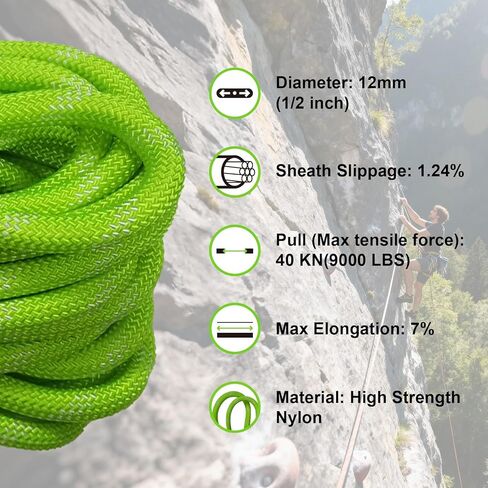 32ft تسلق Rope10m في الهواء الطلق ثابت 1/2 بوصة الثقيلة رابيلينج حبل 12 مللي متر للهروب حبل معدات تسلق الجليد النار الإنقاذ المظلة in Kuwait
