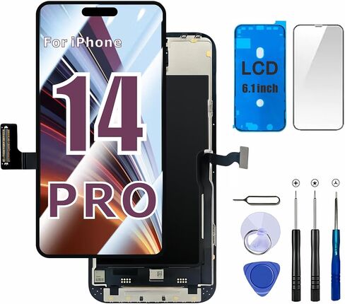 for iPhone 14 Pro Screen Replacement, 6.1" LCD Incell Screen with 3D Touch FHD Assembly & Digitizer Includes Repair Tool Kit，6.1“ Compatible with Models A2890/A2650/A2889/A2892 in Saudi Arabia