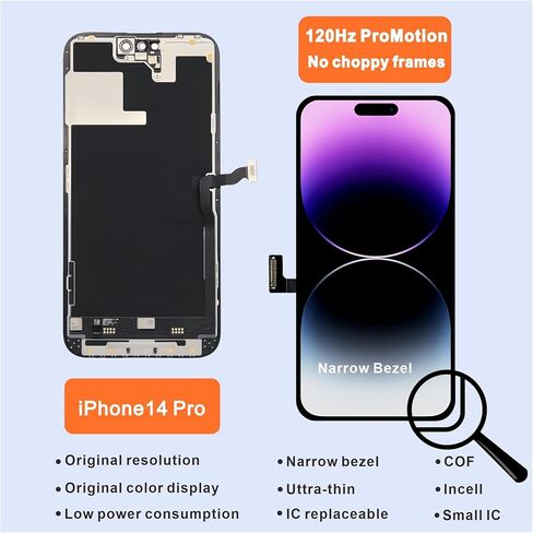 for iPhone 14 Pro Screen Replacement, 6.1" LCD Incell Screen with 3D Touch FHD Assembly & Digitizer Includes Repair Tool Kit，6.1“ Compatible with Models A2890/A2650/A2889/A2892 in Saudi Arabia