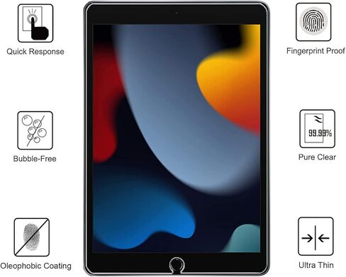 عبوتان - طبقة من الزجاج المقسى لجهاز iPad مقاس 10.2 بوصة (موديل 2021/2020/2019، الجيل التاسع/الثامن/السابع)، واقي شاشة، تدوين الملاحظات بشكل جيد. in Kuwait
