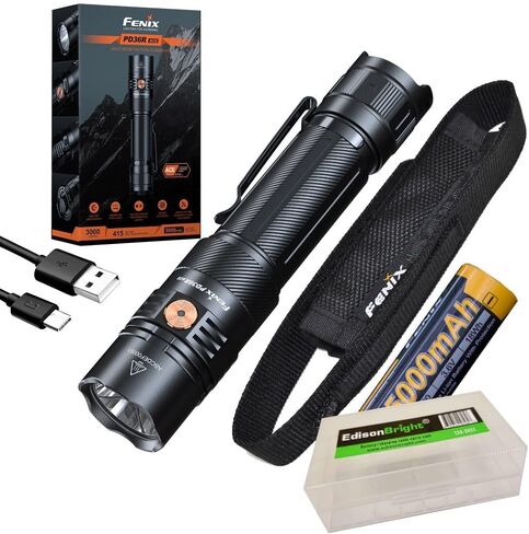 Fenix PD36R ACE 3000 Lumen Rechargeable Tactical Flashlight, Dual Switch, Rugged, Strobe SOS Long Runtime Waterproof EDC Duty Light Camping Hunting Emergency w/EBR Acc case in Saudi Arabia