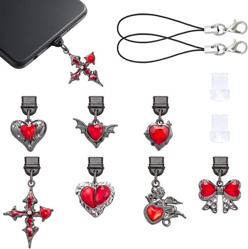 8-9Pcs Dust Plug Charm Type C USB C Dust Plug with Cell Phone Charms for Most Type C Phone,Laptop,Readers Device in Saudi Arabia