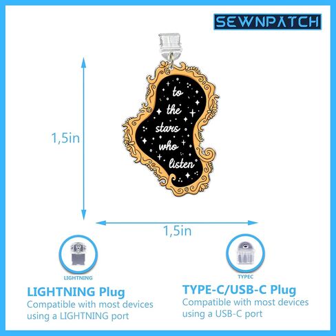 SEWOPEW to The Star Who Listen Dust Plug Charm, Reading Lovers Acrylic Kindle Charm, Size 1.5" Acrylic Dust Plug Charm Type C or Lightning, Fantasy DIY Accessories Gifts for Book Lovers (Type-C) in Saudi Arabia