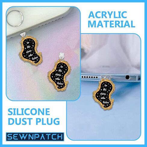 SEWOPEW to The Star Who Listen Dust Plug Charm, Reading Lovers Acrylic Kindle Charm, Size 1.5" Acrylic Dust Plug Charm Type C or Lightning, Fantasy DIY Accessories Gifts for Book Lovers (Type-C) in Saudi Arabia