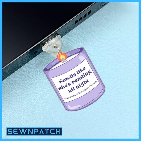 SEWOPEW Smells Like She's Reading All Night Dust Plug Charm, Reading Lovers Acrylic Kindle Charm,Size 1.5" Acrylic Dust Plug Charm Type C or Lightning, DIY Accessories Gifts for Book Lover (Type-C) in Saudi Arabia