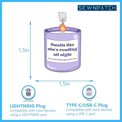 SEWOPEW Smells Like She's Reading All Night Dust Plug Charm, Reading Lovers Acrylic Kindle Charm,Size 1.5" Acrylic Dust Plug Charm Type C or Lightning, DIY Accessories Gifts for Book Lover (Type-C) in Saudi Arabia