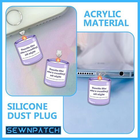 SEWOPEW Smells Like She's Reading All Night Dust Plug Charm, Reading Lovers Acrylic Kindle Charm,Size 1.5" Acrylic Dust Plug Charm Type C or Lightning, DIY Accessories Gifts for Book Lover (Type-C) in Saudi Arabia