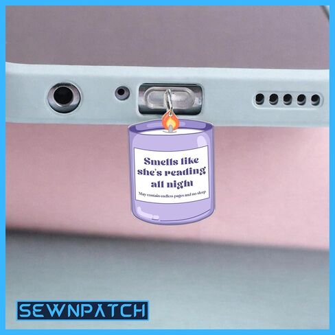 SEWOPEW Smells Like She's Reading All Night Dust Plug Charm, Reading Lovers Acrylic Kindle Charm,Size 1.5" Acrylic Dust Plug Charm Type C or Lightning, DIY Accessories Gifts for Book Lover (Type-C) in Saudi Arabia