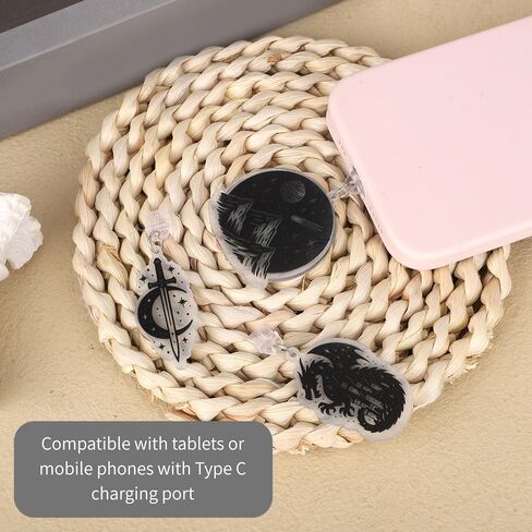 3pcs Dust Plug Charms for E-Reader, Dark Edgy Dust Plug Charm Cartoon Type-C Charging Port Cover Accessories for Cell Phone Tablet E-Reader Book Lover Teacher Student in Saudi Arabia