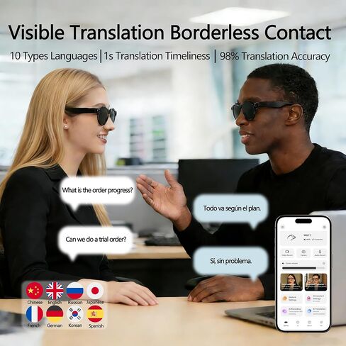 AI Smart Glasses with 8MP Camera, AI Translation & Voice Assistant, GPT Object Recognition,Bluetooth Audio & Call, WiFi PhotoTransfer IP65 Waterproof 290mAh Long Battery for Travel Sports Outdoor in Saudi Arabia