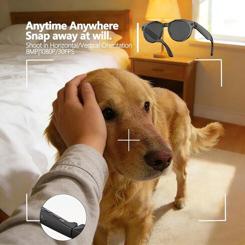 AI Smart Glasses with 8MP Camera, AI Translation & Voice Assistant, GPT Object Recognition,Bluetooth Audio & Call, WiFi PhotoTransfer IP65 Waterproof 290mAh Long Battery for Travel Sports Outdoor in Saudi Arabia