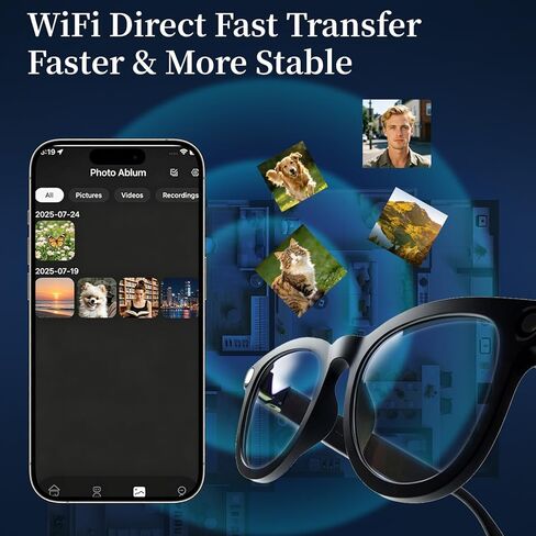 نظارات الذكاء الاصطناعي الذكية مع الكاميرا والصوت، نظارات كاميرا فيديو عالية الدقة 1080 بكسل، ترجمة فورية، نظارات تسجيل مع مساعد الذكاء الاصطناعي، صوت مفتوح للأذن، بلوتوث 6.0، التحكم الصوتي، للسفر والخارج in Kuwait