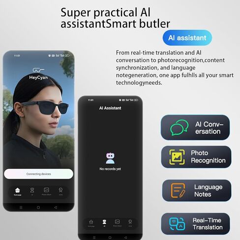 AI Smart Glasses with 4K Camera Standalone Bluetooth Video Glasses with Audio, Real-Time Translation, Auto-Tint Lenses, 32GB Storage No WiFi Needed for Travel, Outdoor & Daily Wear in Saudi Arabia