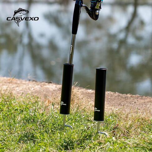 2/4 Pack Upgraded Fishing Pole Holder, Aluminum Fishing Rod Holder for Ground, Rod Holders for Bank Fishing, Free Alarm Bells in Saudi Arabia