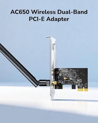 Cudy AC650 Wireless Dual-Band PCIe WiFi Adapter for PC, 650Mbps WiFi 5 Speed, 5GHz/2.4GHz, 802.11ac/n, Windows 11/10 Compatible, Includes Standard & Low-Profile Brackets, WE650 in Saudi Arabia