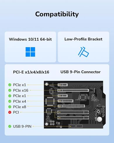 Cudy AC650 Wireless Dual-Band PCIe WiFi Adapter for PC, 650Mbps WiFi 5 Speed, 5GHz/2.4GHz, 802.11ac/n, Windows 11/10 Compatible, Includes Standard & Low-Profile Brackets, WE650 in Saudi Arabia