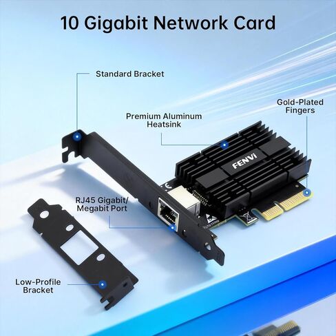 بطاقة شبكة 10G PCIe AQC113 10GBASE-T RJ45 PCIe 3.0 x4/x8/x16 محول إيثرنت بمنفذ واحد NIC مع مبدد حرارة لنظام التشغيل Windows 10/11 Linux، ودعم سطح المكتب والخادم ومحطة العمل وNAS in Kuwait