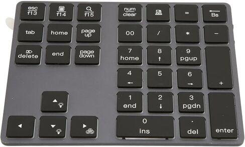 Aluminum Alloy Wireless Number Pad Mini 7 Color Backlit 34 Key Numeric Keypad for, for OS, Number Pad Laptop in Saudi Arabia