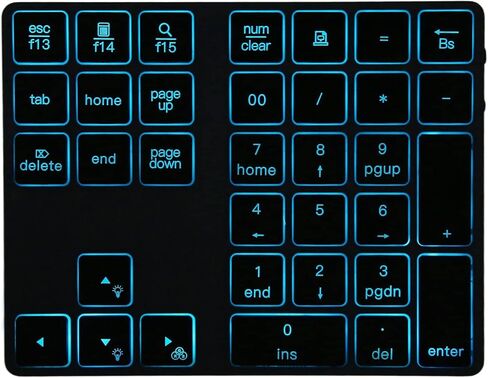 Aluminum Alloy Wireless Number Pad Mini 7 Color Backlit 34 Key Numeric Keypad for, for OS, Number Pad Laptop in Saudi Arabia
