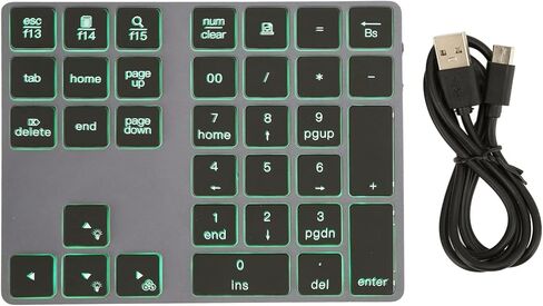 Aluminum Alloy Wireless Number Pad Mini 7 Color Backlit 34 Key Numeric Keypad for, for OS, Number Pad Laptop in Saudi Arabia