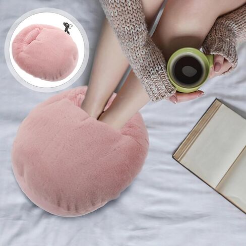 USB Electric Foot Warmer with Ultra-Soft Faux Rabbit Fur - Rapid Heating Pad for Feet, Removable & Washable Heated Slipper for Women/Men - Portable Foot Warmer for Office, Home & Dorm in Saudi Arabia