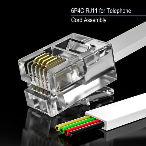 100Pack Telephone Modular Plug RJ11 6P4C Connector for Phone Line Cord, Compatible with Both Solid and Strandard Wire, for Assembly of Telephone Cords in Saudi Arabia