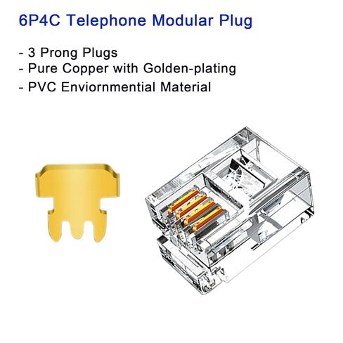 100Pack Telephone Modular Plug RJ11 6P4C Connector for Phone Line Cord, Compatible with Both Solid and Strandard Wire, for Assembly of Telephone Cords in Saudi Arabia