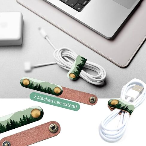 5 Pack Cord Organizer, Premium Leather Cord Keeper, Colorful Funny Cable Organizer USB Holder, Cute Cable Management Cable Straps Dark Mountain in Saudi Arabia