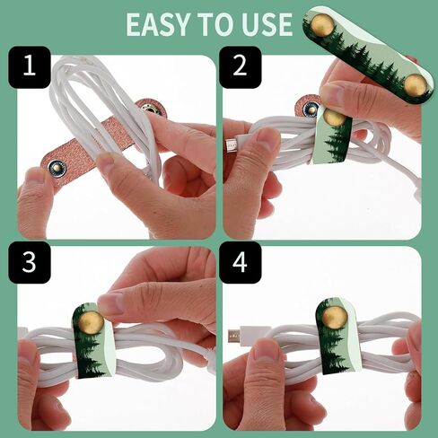 5 Pack Cord Organizer, Premium Leather Cord Keeper, Colorful Funny Cable Organizer USB Holder, Cute Cable Management Cable Straps Dark Mountain in Saudi Arabia