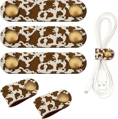 5 Pack Cord Organizer, Premium Leather Cord Keeper, Colorful Funny Cable Organizer USB Holder, Cute Cable Management Cable Straps Dark Mountain in Saudi Arabia