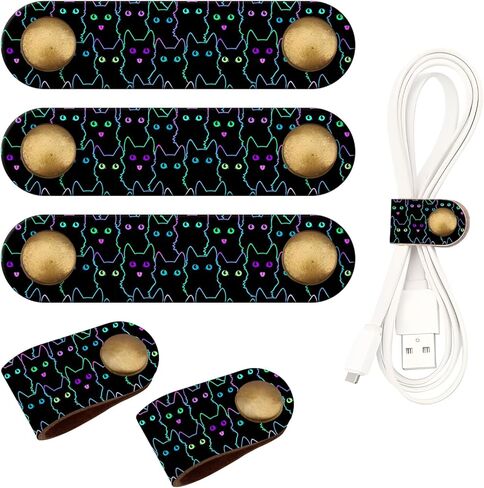 5 Pack Cord Organizer, Premium Leather Cord Keeper, Colorful Funny Cable Organizer USB Holder, Cute Cable Management Cable Straps Dark Mountain in Saudi Arabia