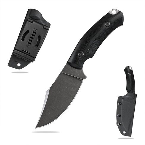 Knives 14C28N Steel Tactical Fixed Blade Knife with kydex sheath G10 Handle for Men EDC Outdoor Camping Survival Hunting (Black stone wash+green G10 handle) in Saudi Arabia
