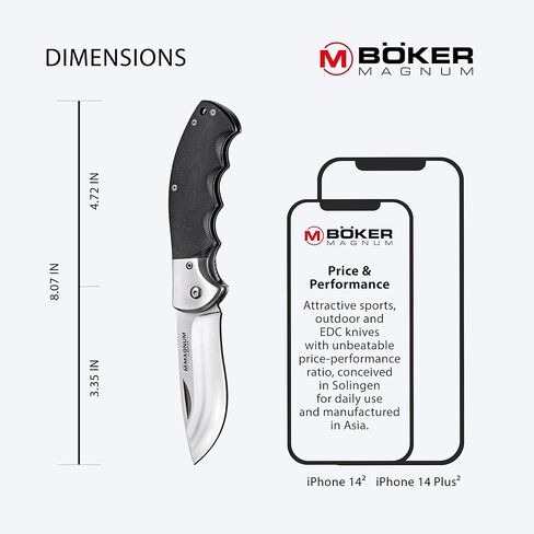 Boker Magnum 01RY526 NW Skinner Folder Folding Knife with 3 3/8 Steel Blade, Satin in Saudi Arabia
