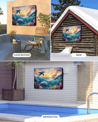 Waterproof Outdoor TV Cover 48 to 50 Inch, Ocean Dolphin Blue Ocean Coral Outside Flat Screen Televisions Weatherproof Cover Size 48"L x 30"H, Watercolor Underwater World TV Protector With Zipper in Saudi Arabia
