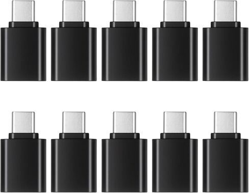 10 Pack USB C Male to USB A Female, 10Gbps/120W C Type to USB3.0 Adapter for Charger, PC, Laptop, Keyboard (Black) in Saudi Arabia