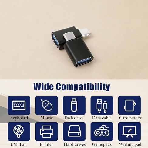 10 Pack USB C Male to USB A Female, 10Gbps/120W C Type to USB3.0 Adapter for Charger, PC, Laptop, Keyboard (Black) in Saudi Arabia