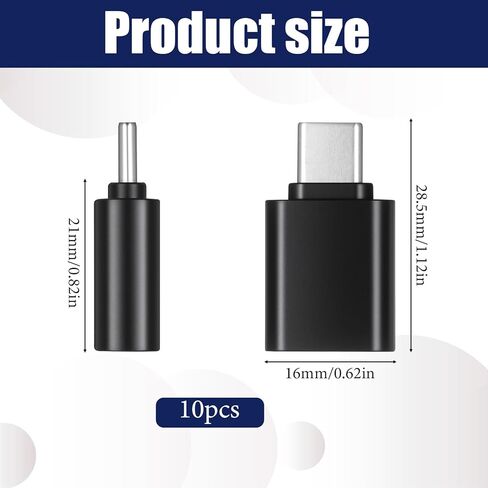 10 Pack USB C Male to USB A Female, 10Gbps/120W C Type to USB3.0 Adapter for Charger, PC, Laptop, Keyboard (Black) in Saudi Arabia