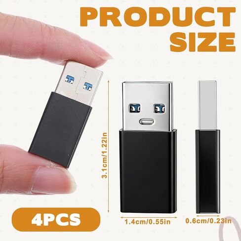 Xthrotsenk 4 قطع USB B إلى USB C محول أنثى USB-C محول إلى USB-B ذكر لوصلات الشاحن ومقابس الحائط معظم أنواع الهواتف (أسود) in Kuwait
