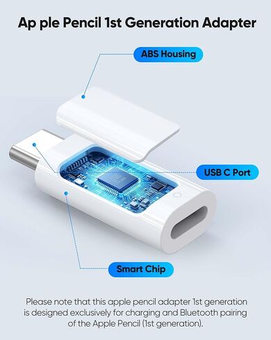 USB C Pencil Adapter for Pencil 1st Generation, Pencil Adapter USB C Compatible with iPad 10th/11th Generation, iPad A16 – Direct Bluetooth Pairing & Charging, No Extra Cable Needed in Saudi Arabia