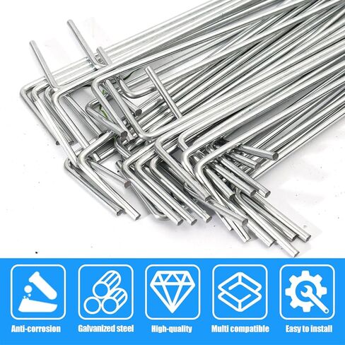 10Pcs Tent Stakes, Heavy Duty Metal Tent Pegs, Hooked, Silver, Perfect for Camping, Gardening & Outdoor Decorations (Silver, 15cm) in Saudi Arabia