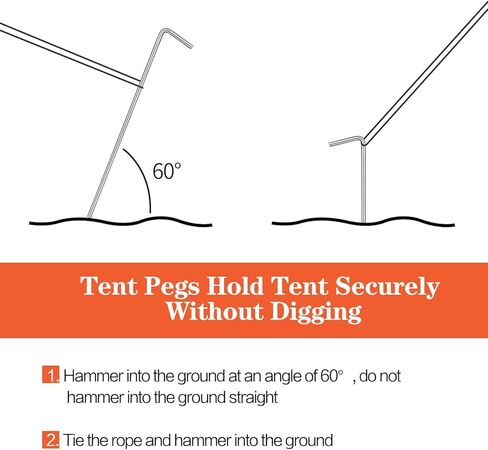 10Pcs Tent Stakes, Heavy Duty Metal Tent Pegs, Hooked, Silver, Perfect for Camping, Gardening & Outdoor Decorations (Silver, 15cm) in Saudi Arabia