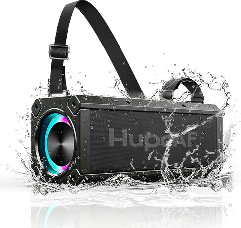 مكبر صوت Hupoaf بلوتوث لاسلكي، 120 وات (ذروة) مكبر صوت خارجي عالي الصوت مع صوت جهير عميق، IPX7 مقاوم للماء، بنك طاقة 20000 مللي أمبير في الساعة/TWS/حزام محمول/EQ/Lightshow، مكبر صوت محمول للحفلات/التخييم/الشاطئ/المرآب in Kuwait