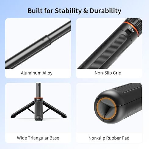 VRIG Extendable Mini Camera Tripod with 360° Ball Head, Portable Selfie Stick Stand Handle Grip with 1/4" Screw for DJI OSMO Pocket 4 & Pocket 3/ Xtra Muse/ Insta360 X5/ Sony/Canon in Saudi Arabia
