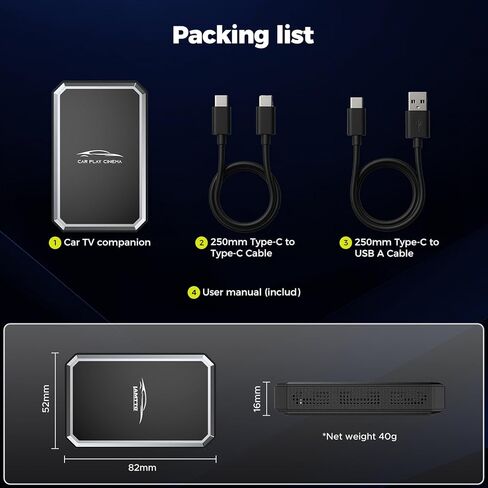 LAMTTO 2 في 1 Car TV Mate Pro - محول CarPlay اللاسلكي مع مدخل HDMI لعصا التلفزيون، قم بالتبديل للمشاهدة على شاشة السيارة المتوافقة مع سيارات CarPlay السلكية التي تعمل باللمس (2016-2025) in Kuwait