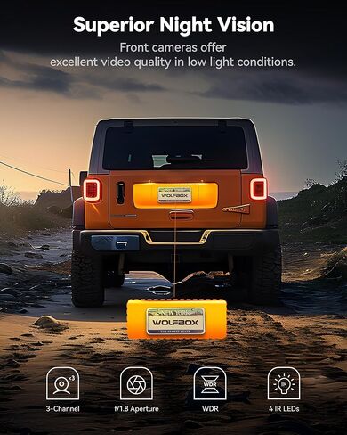 WOLFBOX i17 4K 3 Channel Dash Cam Built-in 5.8GHz WiFi with 64GB Card, 4K+1080P+1080P Dash Cam Front and Rear Inside, Triple Car Camera with 3 Inch Screen, IR Night Vision, WDR, 24H Parking Mode, GPS in Saudi Arabia