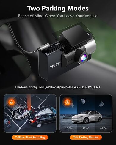 WOLFBOX i17 4K 3 Channel Dash Cam Built-in 5.8GHz WiFi with 64GB Card, 4K+1080P+1080P Dash Cam Front and Rear Inside, Triple Car Camera with 3 Inch Screen, IR Night Vision, WDR, 24H Parking Mode, GPS in Saudi Arabia