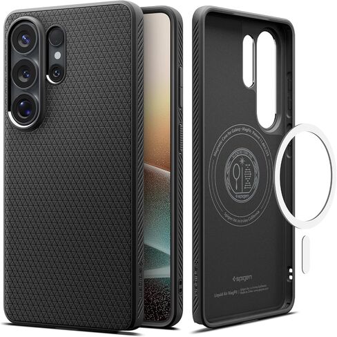 حافظة Spigen لهاتف Galaxy S26 Ultra، Liquid Air MagFit [حماية من الدرجة العسكرية] [متوافقة مع MagSafe/الشحن اللاسلكي السريع] - أسود مطفي in Saudi Arabia