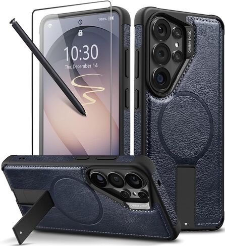 حافظة جلدية مغناطيسية قوية لهاتف Samsung Galaxy S26 Ultra، [متوافقة مع MagSafe]، مسند قابل للتعديل، غطاء واقٍ مقاوم للصدمات لهاتف Samsung S26 Ultra (بني) in Kuwait